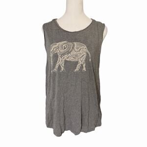 Sweaty Betty XL Muscle Tee Tank Top Heathered Gray Elephany Wisdom Active